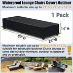 Waterproof Patio Lounge Chair Cover 1 Pack Outdoor Chaise Lounge Covers 600D - Image 2
