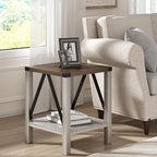 Treocho Farmhouse End Table Set of 2, Rustic Vintage Nightstand Side Table - Image 5