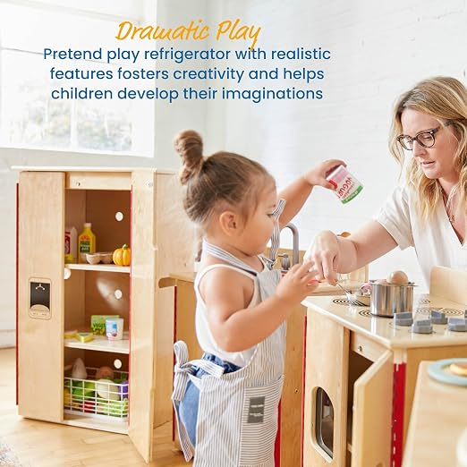 ECR4Kids Wooden Pretend Play Kitchen Refrigerator - Image 3