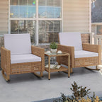 YITAHOME 3 Pieces Patio Wicker Rocking Chair Set, Outdoor Patio Furniture Set - Image 2