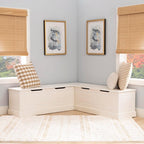 Linon Harris White Solid Pine Backless Nook - Image 6