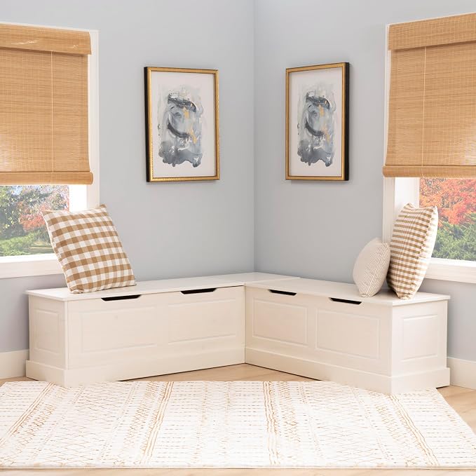 Linon Harris White Solid Pine Backless Nook - Image 6