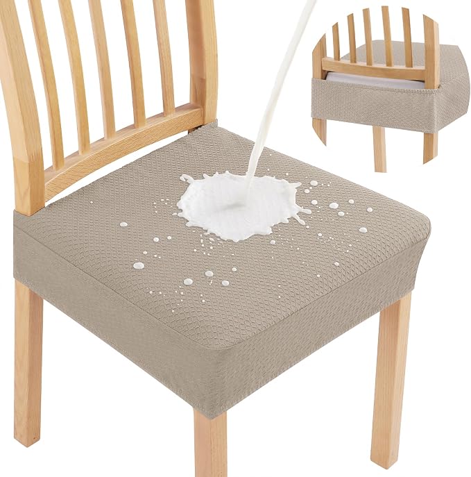 Smiry Waterproof Seat Covers for Dining Room Chairs Set of 4, Stretch Jacquard by Smiry