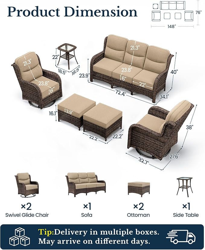 HILLGA 6-Piece Luxury Patio Furniture Set - Image 2