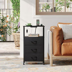 Somdot Black Nightstand with Charging Station and LED Light - Image 7