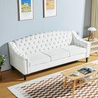 LEVNARY Mid-Century Modern Velvet Sofa, Chesterfield Couch Sleeper Settee - Image 7