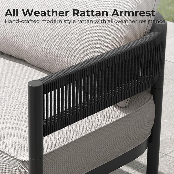 Grand patio 5-Piece Outdoor Furniture Set, 5 Seats Wicker Sofa Conversation Set - Image 8