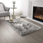 SERISSA 2x4 Fluffy Grey Faux Sheepskin Shaggy Rug by SERISSAHomeDecorCollection