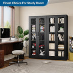 PEUKC Display Cabinet with Glass Doors, 71 Inches Metal Display Case with 4 - Image 2