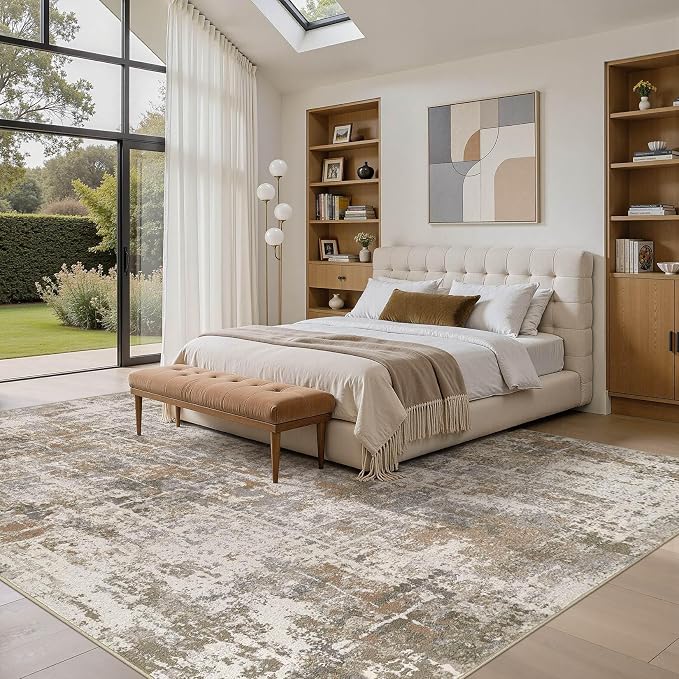 DMOYEST Area Rug Living Room Rugs 8x10 Washable Abstract Carpet | Neutral - Image 3