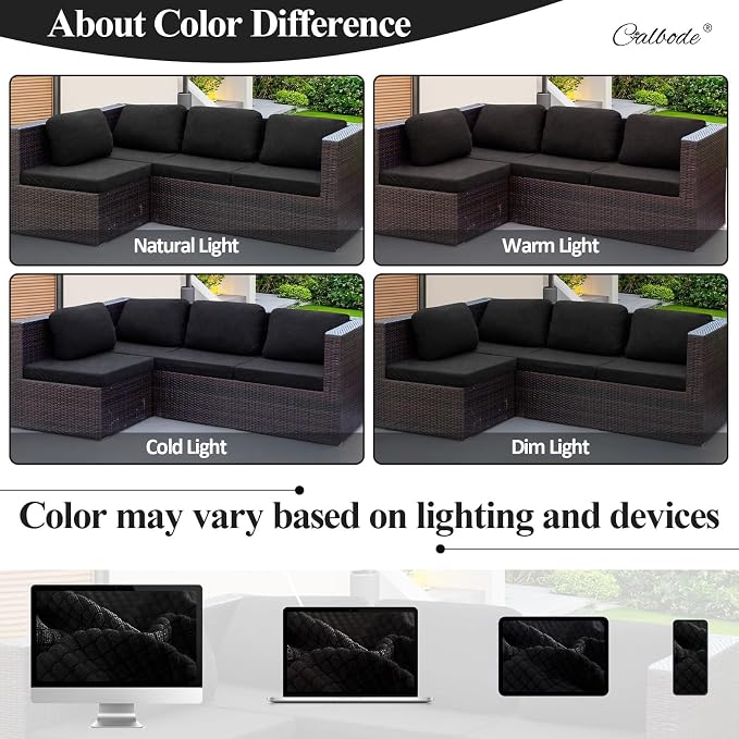 CALBODE 8Pcs Outdoor Stretch Cushion Covers, Waterproof Outdoor Chair Cushion - Image 5