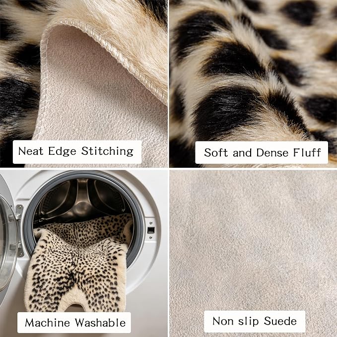 Cheetah Print Rug, Leopard Area Rug 4.6x5.7ft Faux Animal Print Skin Cheetah Rug - Image 3