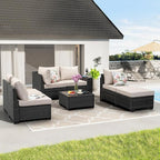 Jing's Villa 7-Piece Patio Furniture Set, All-Weather Outdoor Wicker Sectional - Image 8