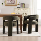 Modern Sherpa Dining Chairs Set of 6, Upholstered Barrel Chairs - Image 7