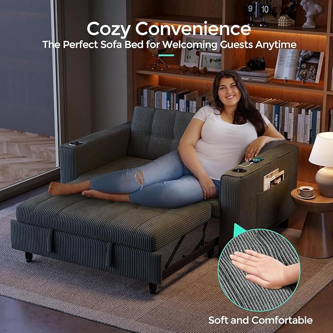 LINSY Sleeper Sofa Bed, Small 3 in 1 Convertible Loveseat Sleeper Couch - Image 7