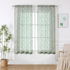 Furman Sage Green Sheer Curtains 45 Inch Length 2 Panels Set by OWENIE
