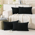 Set of 4 Black Decorative Throw Pillow Covers 12x20 Inch Corduroy Pillow Covers by Cozoomy