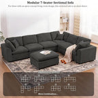 Oversized Modular Sectional Sofa Couch, Large 7 Seater Corner Sofa Modern U - Image 3