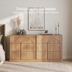 BELLEZE Sideboard Cabinet with 3 Drawers, Large Fluted Sideboard with Storage - Image 3
