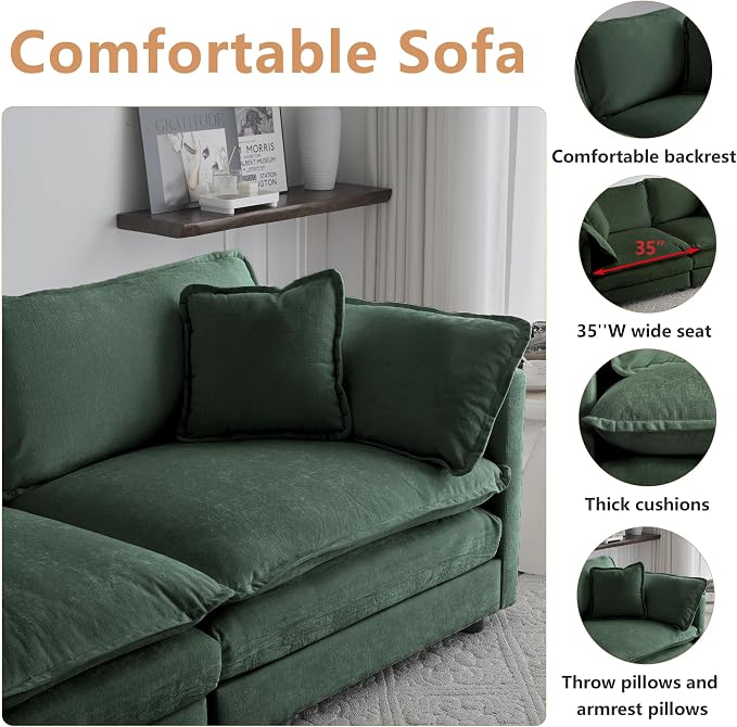 mikibama Modular Sectional Sofa, 111.5 Inch U Shaped Couch Set - Image 3