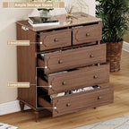 Brown Dresser for Bedroom with 5 Drawers, Vintage Tall Dresser with Smooth - Image 3