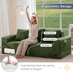 MAXYOYO Loveseat Sofa Bed, Striped Faux Fur Foldable Floor Sofa Couch in A Box - Image 6