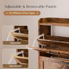 MU Shoe Storage Cabinet with 2 Flip Drawers, Freestanding Shoe Rack Cabinet - Image 4