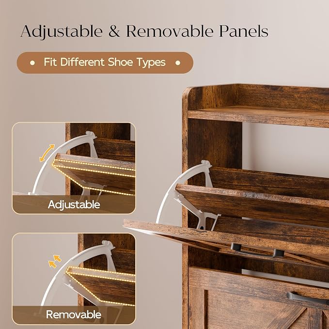 MU Shoe Storage Cabinet with 2 Flip Drawers, Freestanding Shoe Rack Cabinet - Image 4