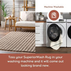 nuLOOM Jeni Taupe Checkered Washable Runner Rug - Image 3