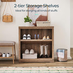 LINSY HOME 2-Tier Bookcase and Bookshelf, Small Wood Display Storage Shelves - Image 5