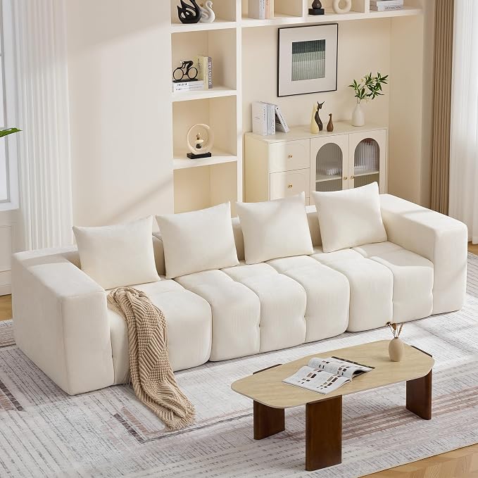 119" Oversized 3 Seater Boneless Couch, Comfy Cloud Modular Sectional Sofa by CACFTII