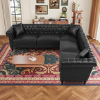 KEIKI 99" L-Shaped Luxury PU Leather Chesterfield Sectional Sofa - Image 4