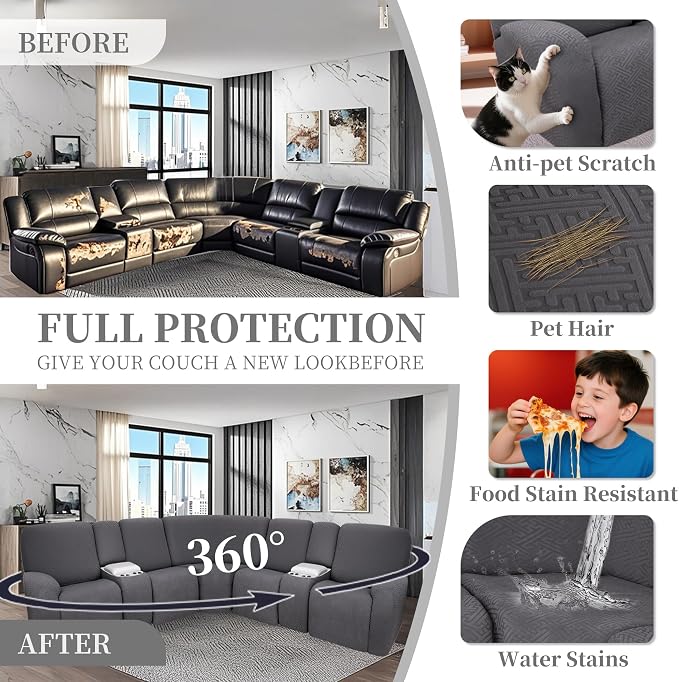 100% Waterproof Sectional Recliner Couch Covers - Image 6