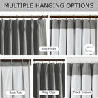 Vision Home Pinch Pleated Dark Grey Blackout Curtains 108 inch Linen Blended - Image 3