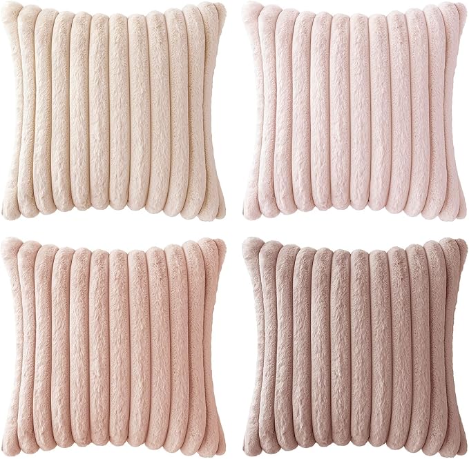 MIULEE Faux Fur Plush Decorative Throw Pillow Covers 20x20, Soft Cute Romantic - Image 7