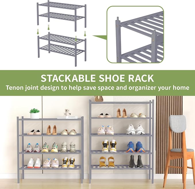 ROMGUAR CRAFT 4 Tier Bamboo Shoe Rack - Image 5