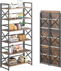 4NM 6 Tiers No Assembly Book Shelves, 61.8" H Folding Bookshelf Bookcase Open by 4NM