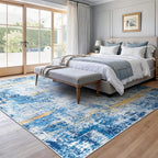 Rugflix 8x10 Area Rugs for Living Room, Washable Sky Blue Gold Large Rug | - Image 2