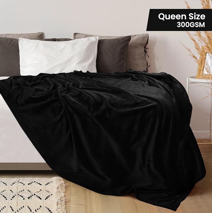 Utopia Bedding Ultra Soft Fleece Bed Blanket Queen Size Black | Microfiber - Image 2