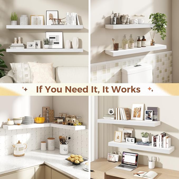 Dreamland White Floating Shelves 36 Inch Long, 8 Inch Deep Floating Shelves - Image 7