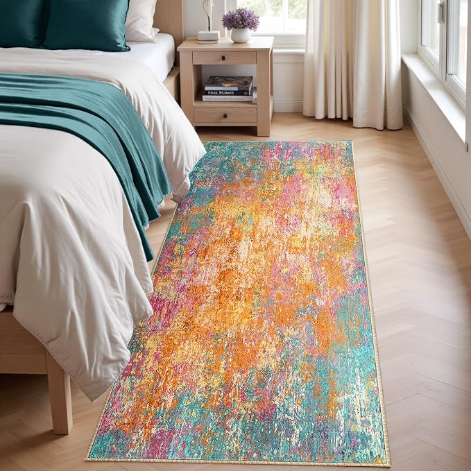RELEANY Washable Runner 2'x10' Abstract Area Rug - Image 4