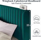 Allewie Queen Size Bed Frame/Velvet Upholstered Platform Bed/Vertical Channel - Image 4