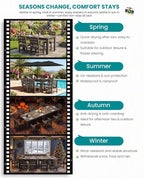 SERWALL HDPE Dining Set for 8: 2 Umbrella Hole Tables + 8 Chairs. Includes 8 - Image 7