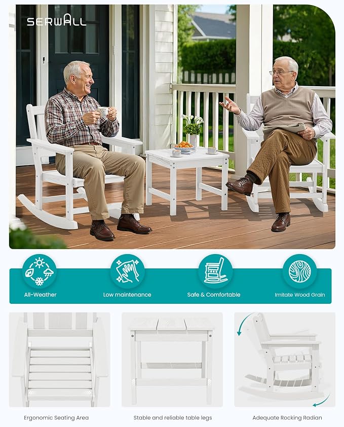 SERWALL Outdoor Rocking Chairs Set of 2 - Image 7