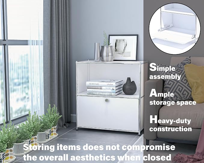32.5-Inch Flip-Top Side Table & Buffet Cabinet - Image 5