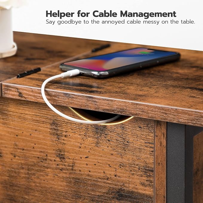 HOOBRO End Table with Charging Station, Narrow Side Table, Flip Top Nightstand - Image 8