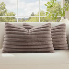 decorUhome Fall Faux Fur Throw Pillow Covers 12x20 Set of 2 Light Coffee | by decorUhome