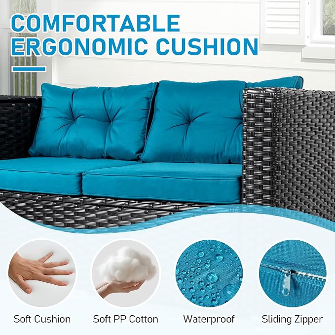 VINGLI 4 Pieces Outdoor Sectional Wicker Patio Furniture - Image 6