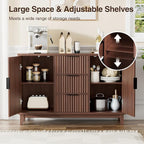47.2" W Storage Cabinet with 3 Drawers, Fluted Buffet Cabinet with Storage - Image 4
