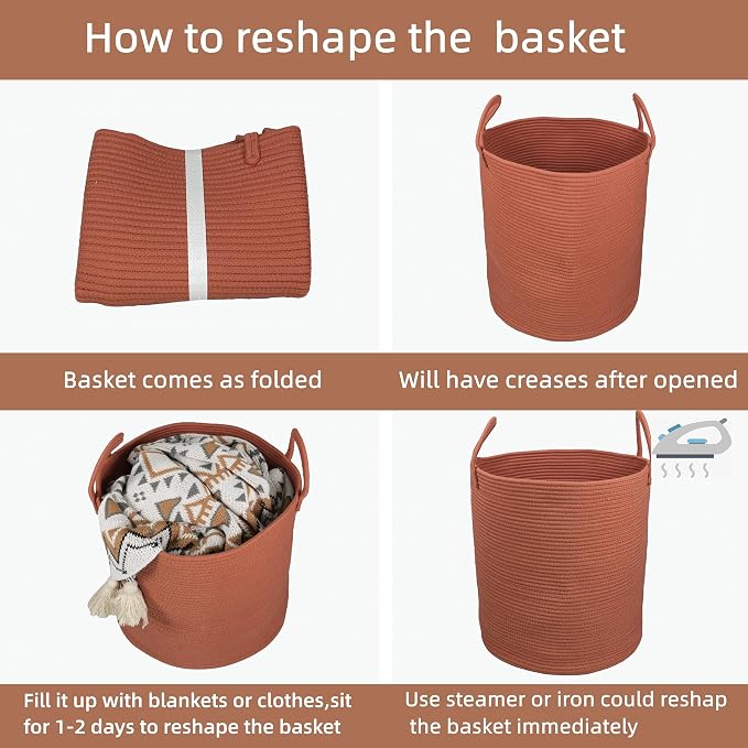XUANGUO Cotton Rope Laundry Basket Hamper - Image 7
